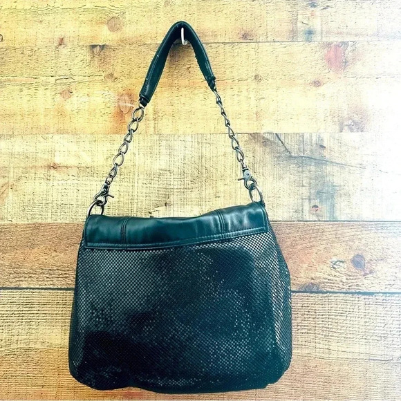 NWOT Whiting & Davis Large Mesh Black Shoulder Bag - Picture 2 of 11